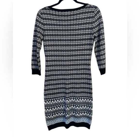 Freshman 1996 Women’s Black & White Knit Midi Dress w/ 3/4 Sleeves Size Medium - Picture 2 of 6